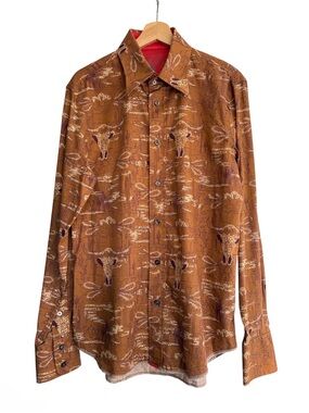Vintage Diesel Western Skull Print Button-Down Shirt